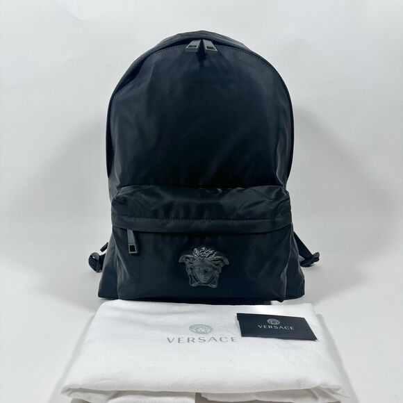 Versace La Medusa Palazzo Black Nylon Backpack NWT $1,450 - Picture 1 of 16